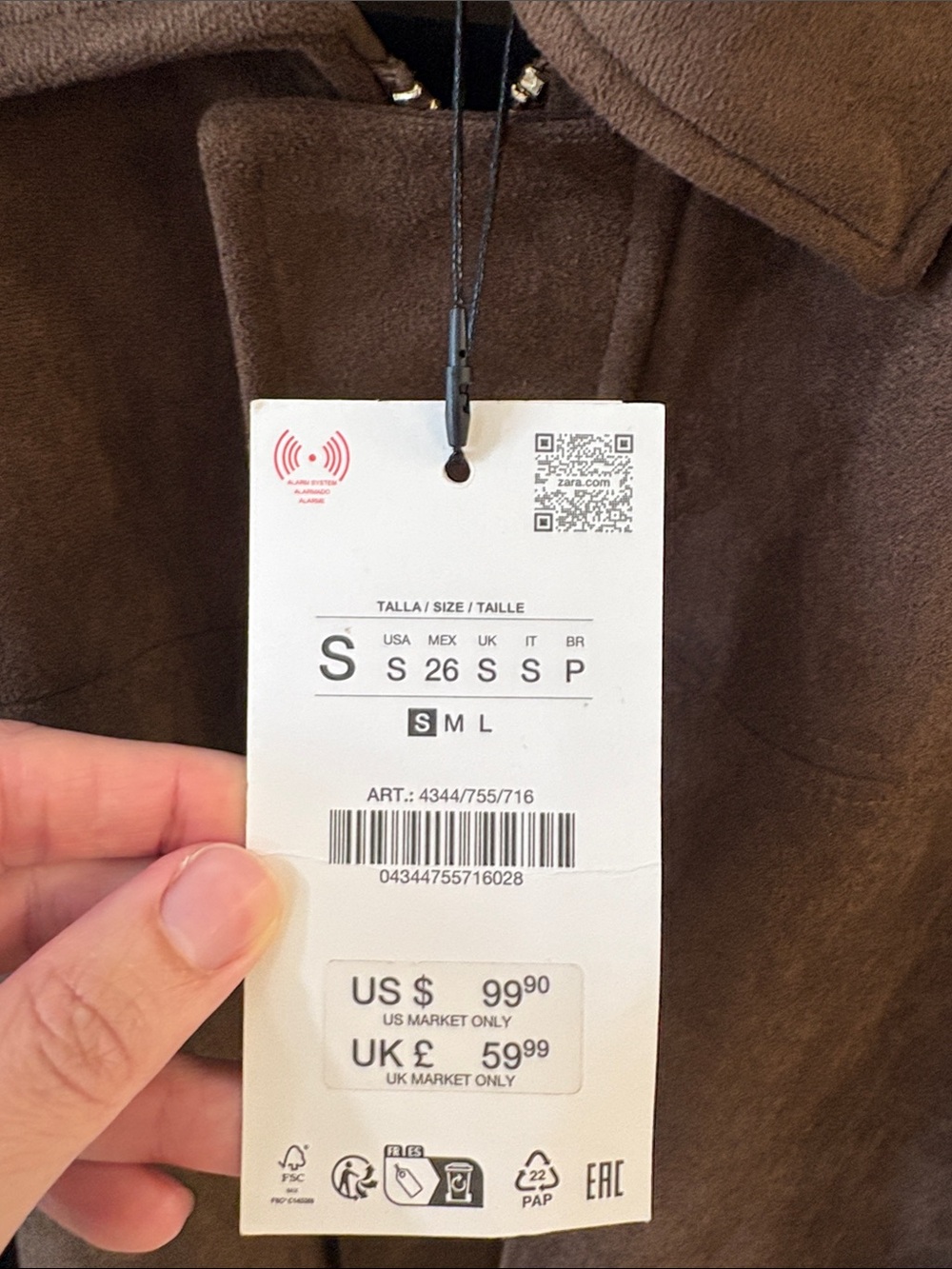 Zara Brown Suede Bubble-Hem Bomber Jacket - Picture 3 of 5